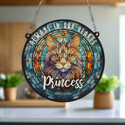 Cat Maine Coon Memorial Stained Glass Effect Suncatcher